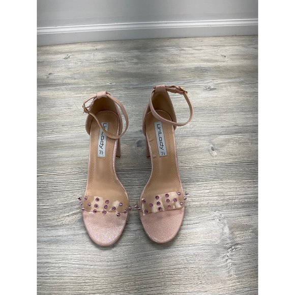 UNILADY METALLIC PINK / CLEAR STUDDED HEELS - Picture 9 of 12